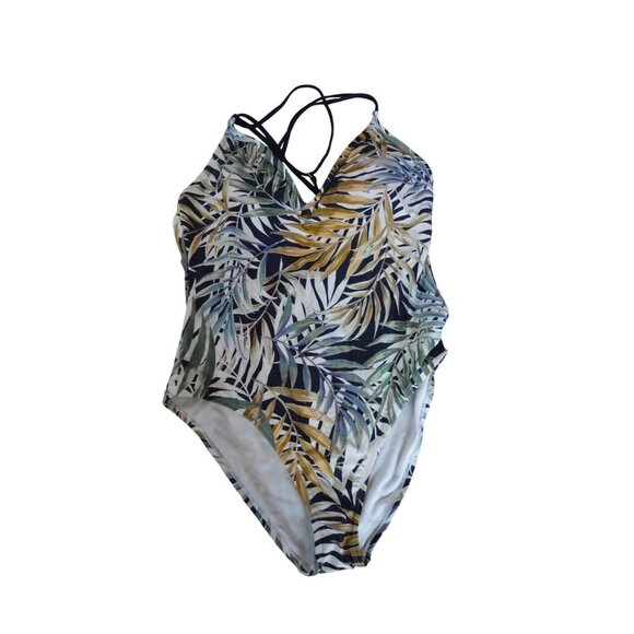 NWOT Hurley Tropical Leaf Print Plus Size XXL One Piece Swimsuit Cross Back Stra - Picture 3 of 7